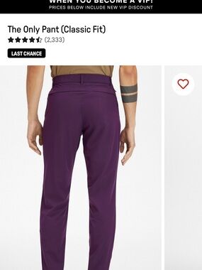 Fabletics Men’s The Only Pant (Classic Fit) - Purple Men's Pants